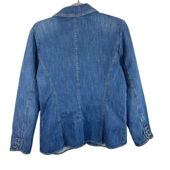 Route 66 Cotton Blend Medium Wash Button Up Collared Jean Jacket Stretch Size L - Picture 2 of 7